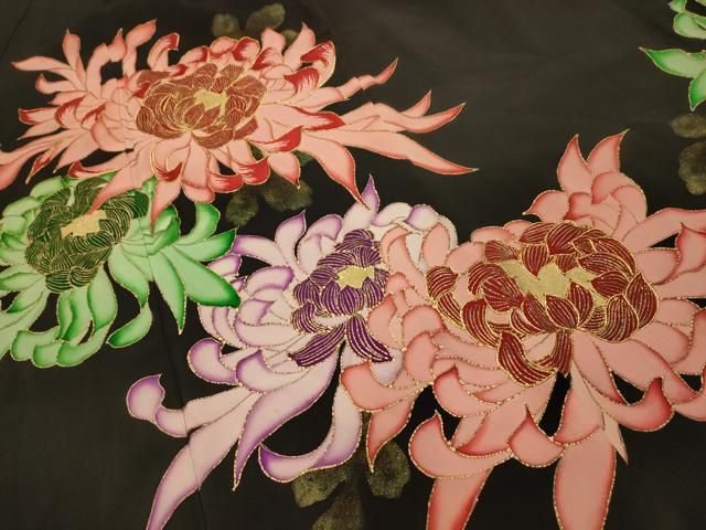 平和屋着物■豪華黒留袖 駒刺繍 乱菊 金彩 正絹 逸品 AABM7697sx
