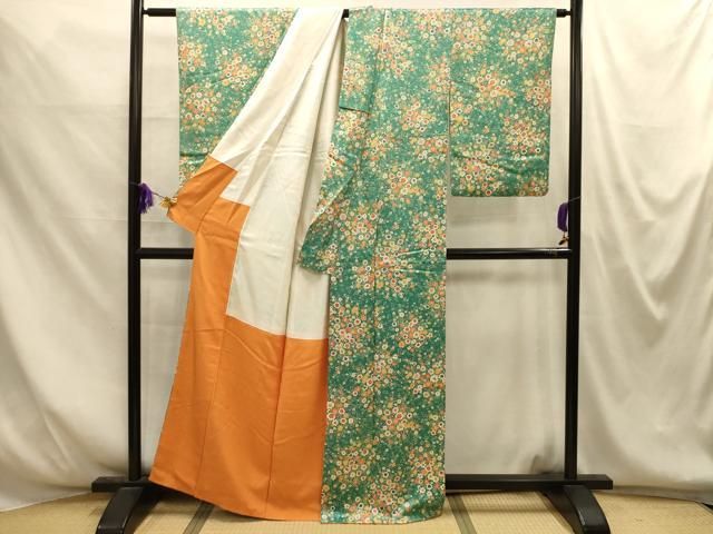 平和屋着物■上質な小紋 草花文 正絹 逸品 AABM7700sx