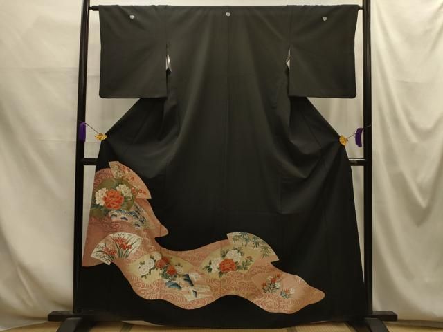 平和屋着物■豪華黒留袖 松竹梅 流水地紙草花文 金彩 正絹 逸品 AABM7705sx