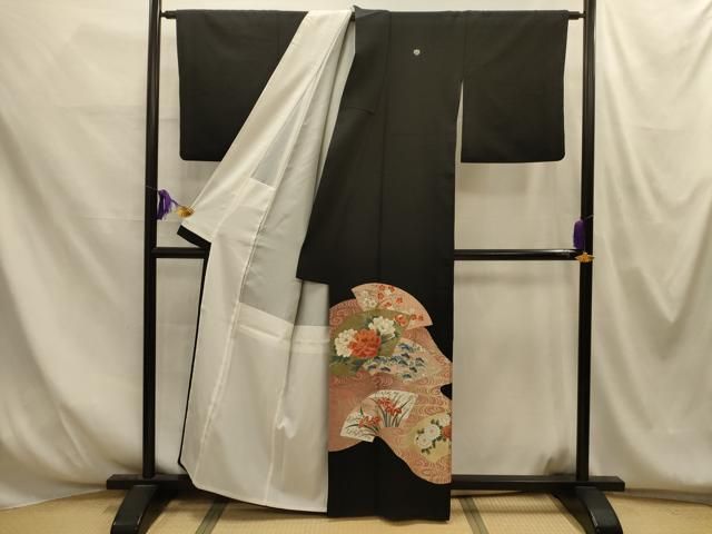 平和屋着物■豪華黒留袖 松竹梅 流水地紙草花文 金彩 正絹 逸品 AABM7705sx