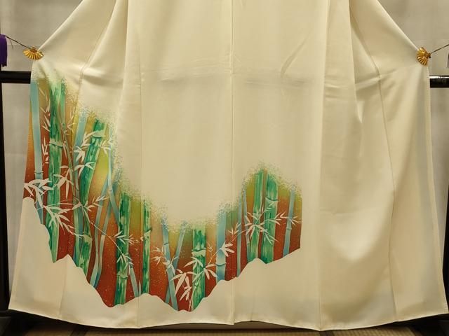 平和屋着物■訪問着 笹竹文 暈し染め 正絹 逸品 AABM7707sx