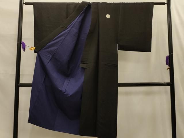 平和屋着物■男性 黒紋付 正絹 逸品 AABM7709sx