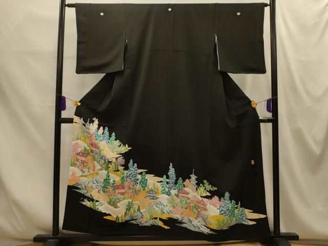 平和屋着物■豪華黒留袖 作家物 人物風景文 正絹 逸品 AABM7710sx