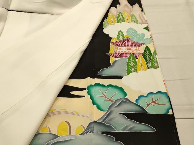 平和屋着物■豪華黒留袖 作家物 人物風景文 正絹 逸品 AABM7710sx