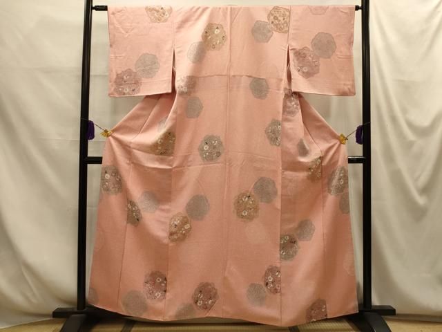 平和屋着物■上質な小紋 地紋起こし 草花文 正絹 逸品 AABM7711sx