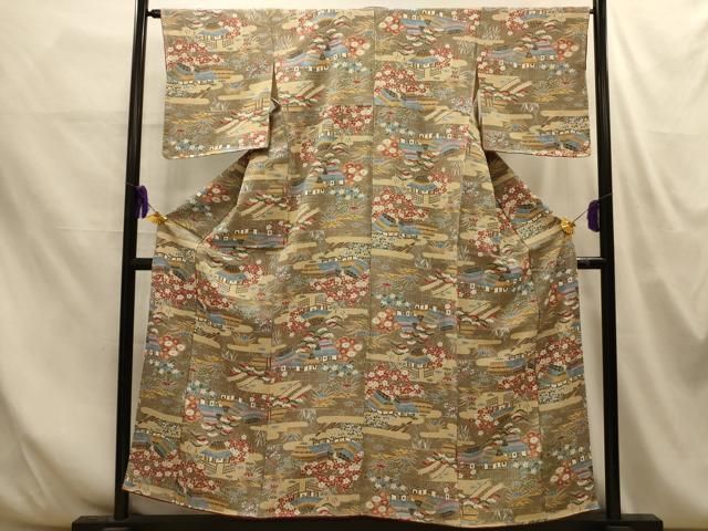 平和屋着物■上質な小紋 松竹梅 風景文 正絹 逸品 AABM7713sx
