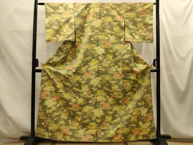 平和屋着物■上質な紬 風景文 正絹 逸品 AABM7714sx