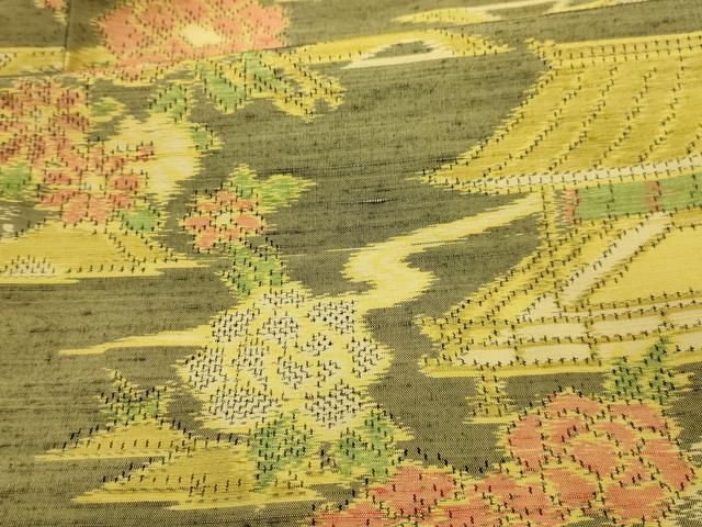 平和屋着物■上質な紬 風景文 正絹 逸品 AABM7714sx