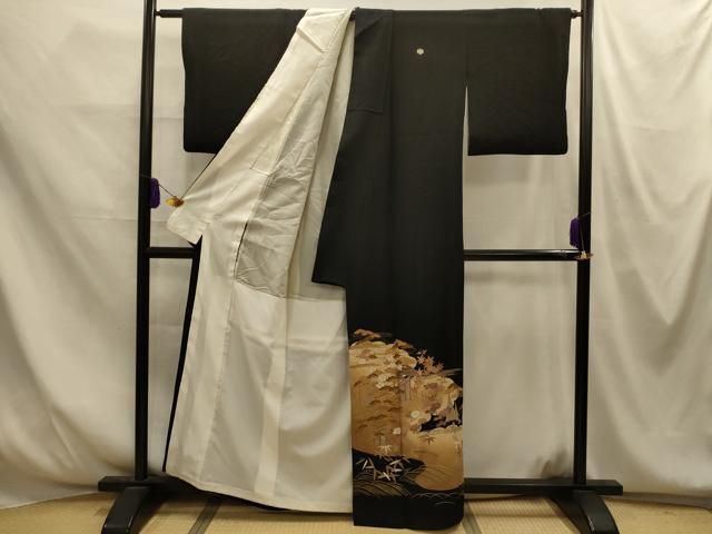 平和屋着物■豪華黒留袖 松竹梅 風景文 金彩 正絹 逸品 AABM7721sx