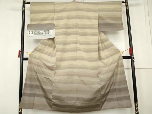 平和屋着物●本塩沢 やまだ織 訪問着 染色作家 桐村博 訪問着 横段文 証紙付き 正絹 逸品 AABM8007cs