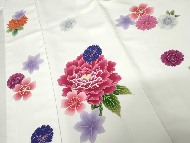 平和屋着物●小振袖 二尺袖 刺繍 花蝶文 暈し染め 金彩 洗える着物 AABM8016cs