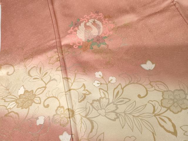 平和屋着物●訪問着 刺繍 鳳凰更紗花文 暈し染め 金銀彩 金糸 正絹 逸品 AABM8019cs