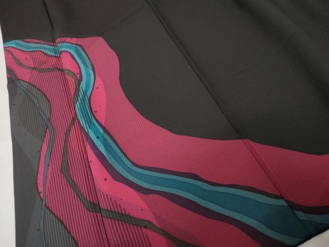 平和屋着物●豪華振袖 流水文 黒地 ロング丈 正絹 逸品 AABM8020cs