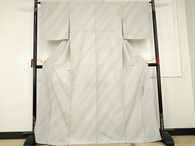 平和屋着物●染色作家 斉藤三才 小紋 斜縞 正絹 逸品 AABM8023cs