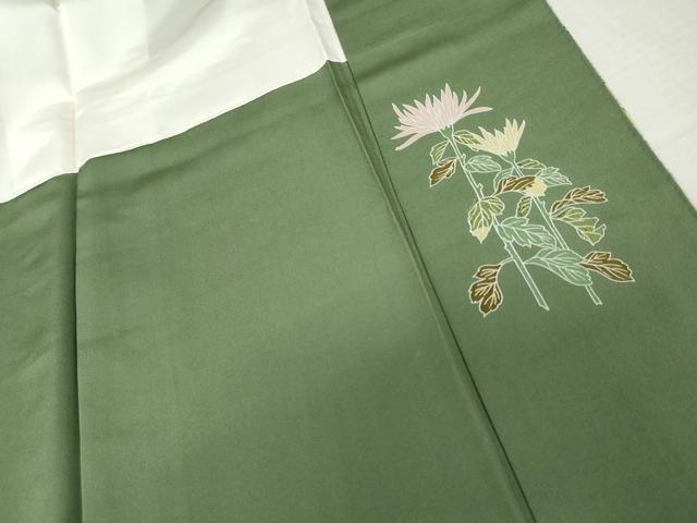 平和屋着物●訪問着 友禅 作家物 枝花文 乱菊 暈し染め 浜ちりめん 反端付き 正絹 逸品 未使用 AABM8026cs