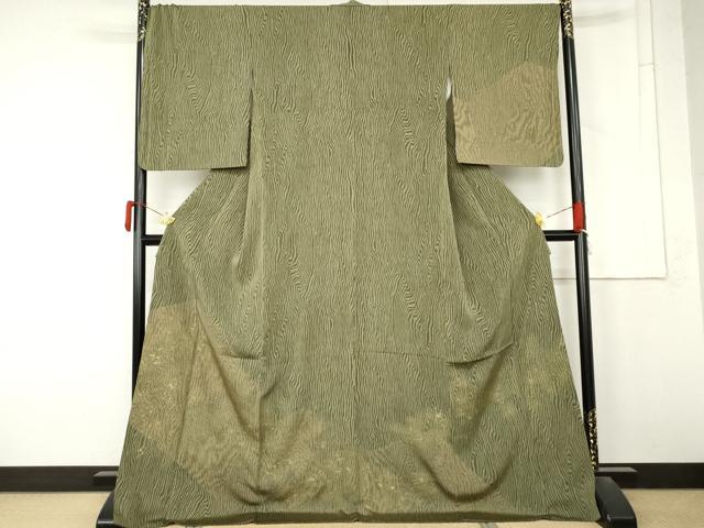 平和屋着物●訪問着 寿光織 杢目文 金糸 ロング丈 正絹 逸品 AABM8027cs
