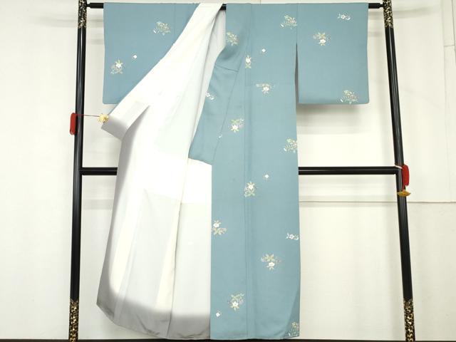 平和屋着物●上質な小紋 草花文 正絹 逸品 AABM8036cs