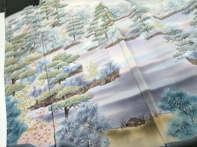 平和屋着物●豪華黒留袖 作家物 松島 暈し染め 浜ちりめん 仮絵羽 正絹 逸品 未使用 AABM8042cs
