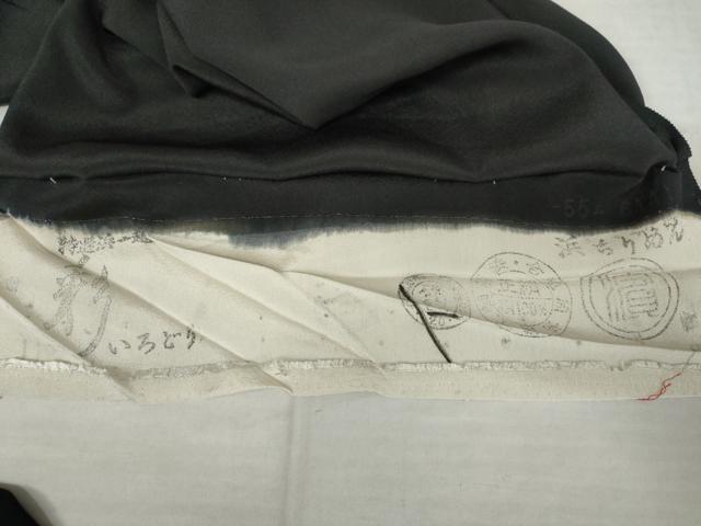 平和屋着物●豪華黒留袖 刺繍 扇面吉祥花文 金糸 金彩 浜ちりめん 仮絵羽 正絹 逸品 未使用 AABM8043cs