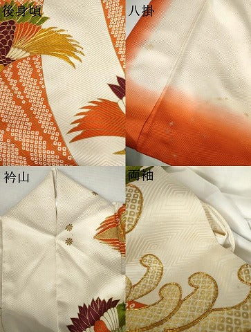 平和屋着物●豪華振袖 駒刺繍 双鶴立波文 金彩 正絹 逸品 AABM8049cs