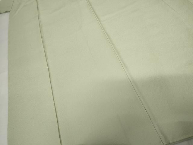 平和屋着物●上質な色無地 霞地紋 若芽色 正絹 逸品 AABM8052cs
