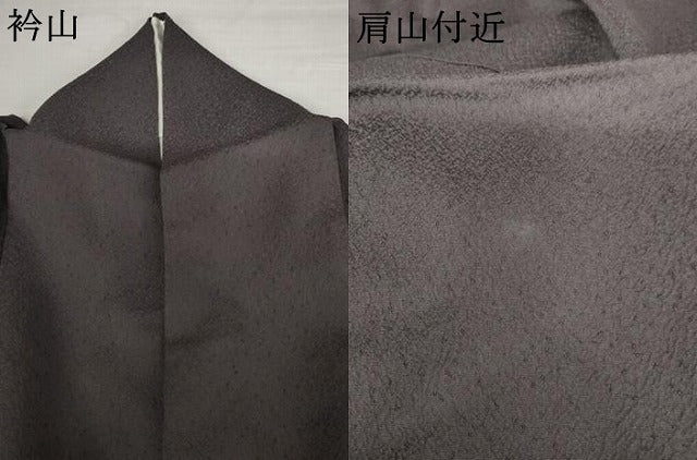 平和屋着物●上質な色無地 紋意匠 褐色 正絹 逸品 AABM8057cs