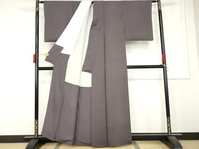 平和屋着物●上質な色無地 紋意匠 褐色 正絹 逸品 AABM8057cs