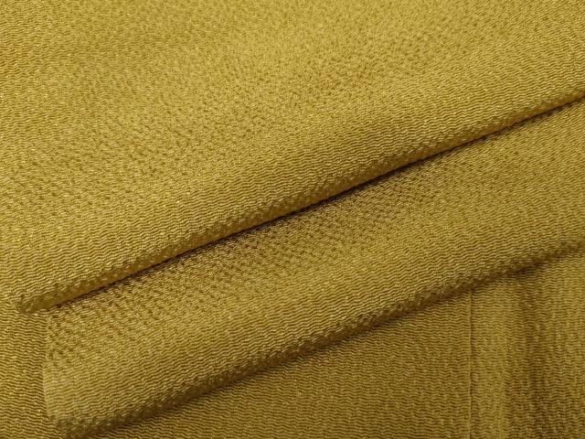 平和屋着物●上質な色無地 金色 鬼しぼ縮緬 さが美扱い 正絹 逸品 AABM8059cs