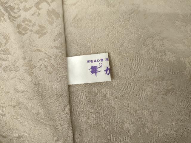 平和屋着物●上質な色無地 吉祥花地紋 亜麻色 正絹 逸品 AABM8065cs
