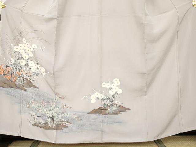 平和屋着物●訪問着 流水花文 金彩 正絹 逸品 未使用 AABM8068cs