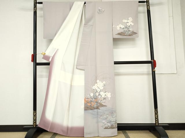 平和屋着物●訪問着 流水花文 金彩 正絹 逸品 未使用 AABM8068cs