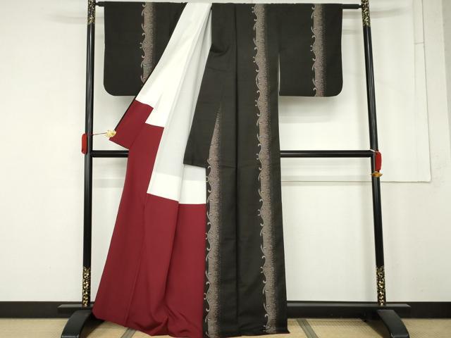 平和屋着物●本場大島紬 9マルキ 地空き 唐草間道 正絹 逸品 AABM8070cs