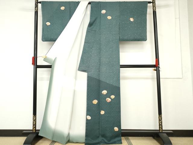 平和屋着物●訪問着 刺繍 貝桶花文 金糸 金彩 正絹 逸品 未使用 AABM8078cs