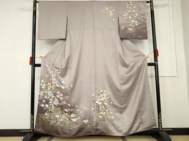 平和屋着物●訪問着 流水舞扇花文 暈し染め 金銀彩 正絹 逸品 AABM8094cs