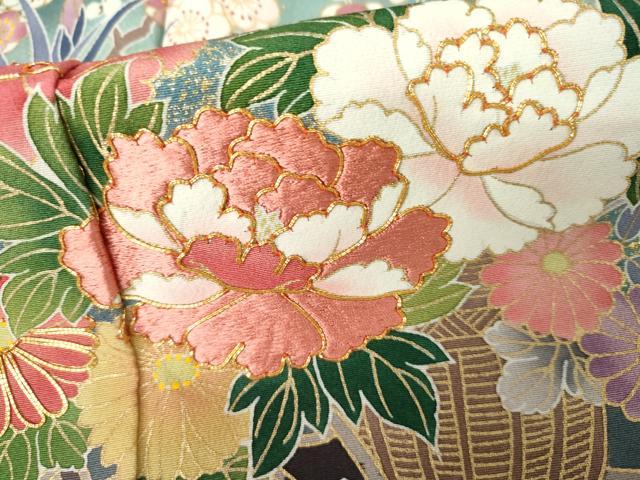 平和屋着物●豪華黒留袖 作家物 駒刺繍 花車文 暈し染め 金彩 正絹 逸品 AABM8095cs
