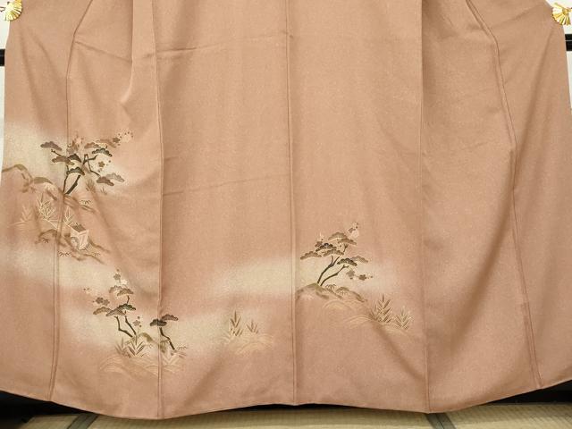 平和屋着物●訪問着 御所車松竹梅文 暈し染め 金彩 正絹 逸品 AABM8101cs