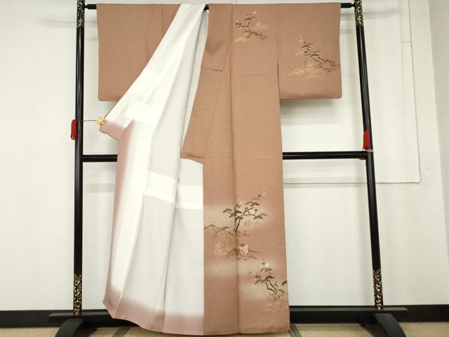 平和屋着物●訪問着 御所車松竹梅文 暈し染め 金彩 正絹 逸品 AABM8101cs
