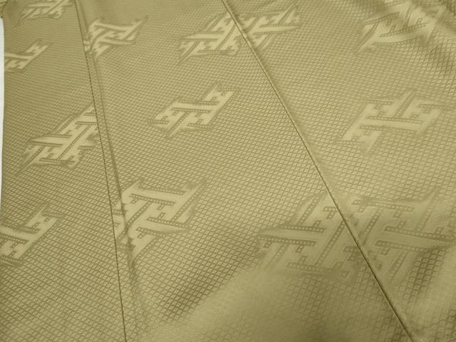平和屋着物●上質な色無地 工事繋ぎ地紋 黄海松茶色 正絹 逸品 AABM8110cs