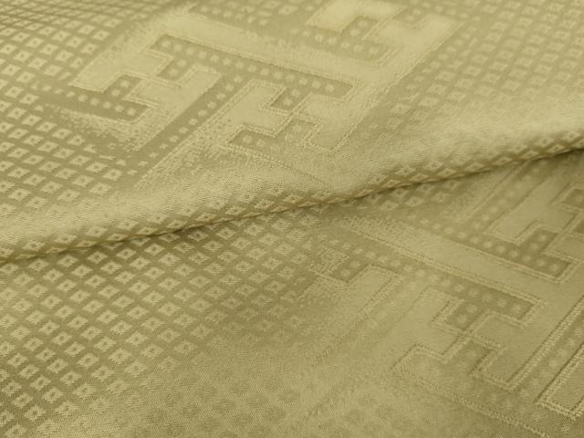 平和屋着物●上質な色無地 工事繋ぎ地紋 黄海松茶色 正絹 逸品 AABM8110cs