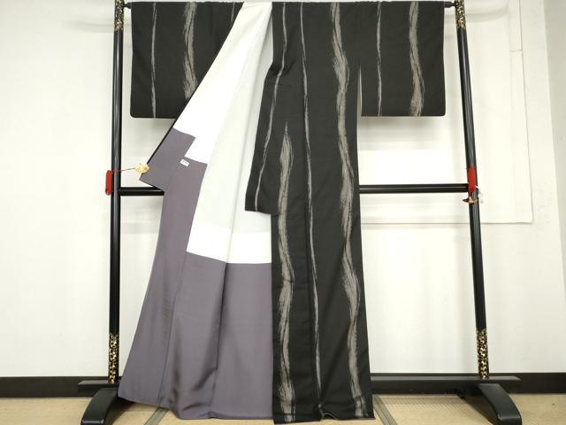 平和屋着物●本場大島紬 よろけ縞 正絹 逸品 AABM8121cs
