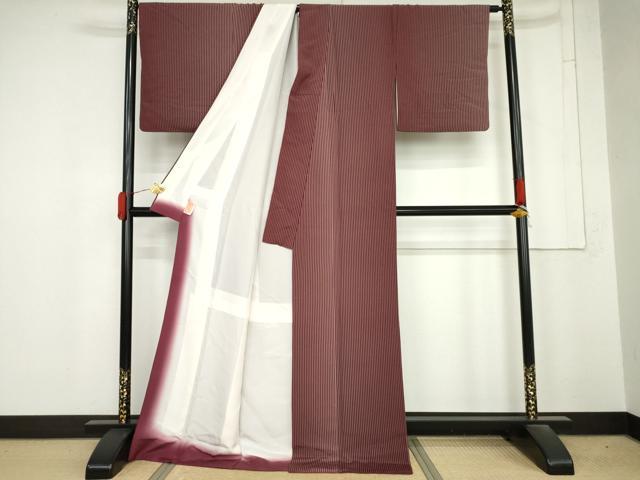 平和屋着物■上質な小紋 縞 ロング丈 正絹 逸品 AABM8124cs
