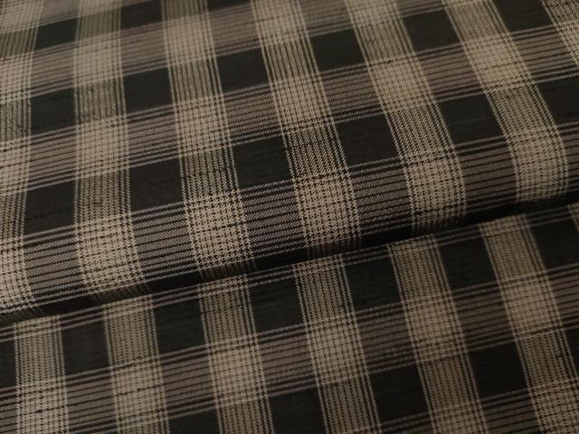 平和屋着物●上質な紬 格子 衿:ワンポイント 正絹 逸品 AABM8125cs