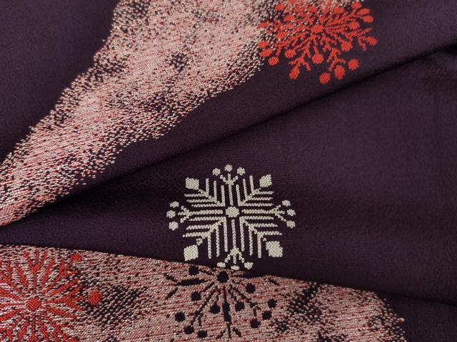 平和屋着物▼上質な小紋 寿光織 舞花文 銀糸 正絹 逸品 AABM8130cs