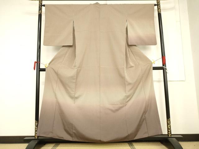 平和屋着物●訪問着 紬地 縞 正絹 逸品 AABM8133cs