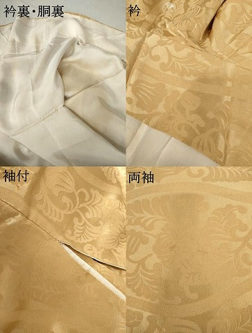 平和屋着物●上質な色無地 立涌花地紋 伽羅色 正絹 逸品 AABM8134cs