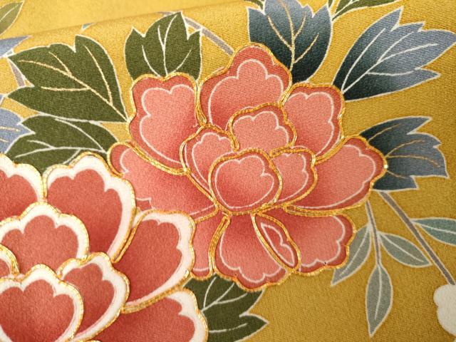 平和屋着物●豪華振袖 駒刺繍 花蝶文 暈し染め 金彩 正絹 逸品 AABM8140cs