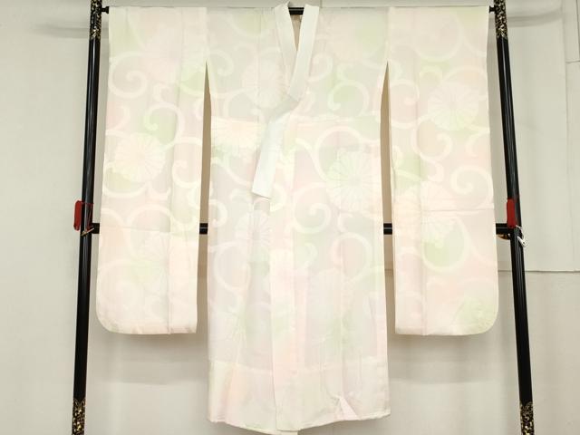 平和屋着物●振袖用長襦袢 無双仕立て 菊唐草地紋 暈し染め 正絹 逸品 AABM8146cs