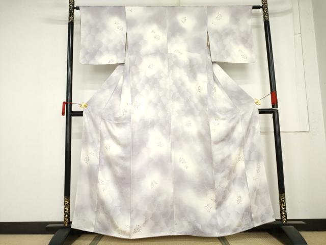 平和屋着物●上質な小紋 地紋起こし 亀甲花文 暈し染め 正絹 逸品 AABM8155cs