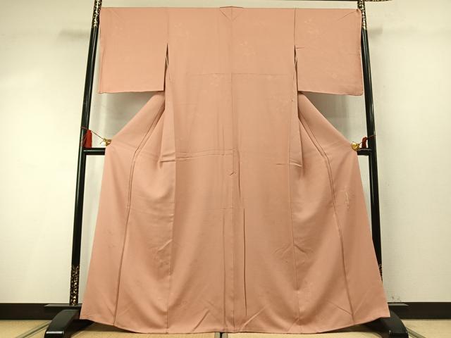 平和屋着物●本草木染作家 瑞寶 色無地 舞蝶舞桜芝地紋 一斤染色 鈴乃屋扱い 正絹 逸品 未使用 AABM8164fy