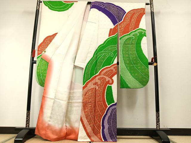 平和屋着物●豪華振袖 絞り 立波花文 金彩 正絹 逸品 AABM8171fy
